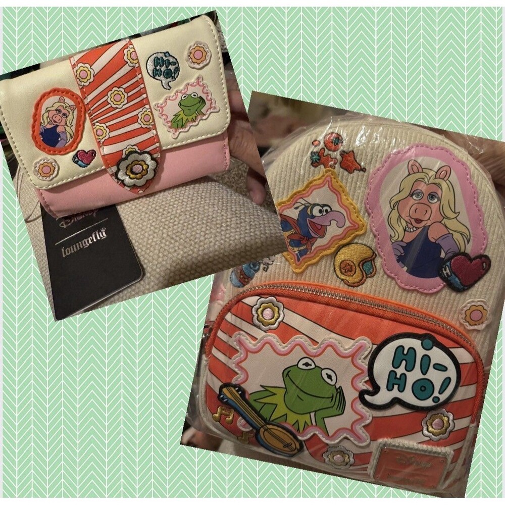 NWT Loungefly The Muppets Character Patches Mini Backpack & Wallet Set